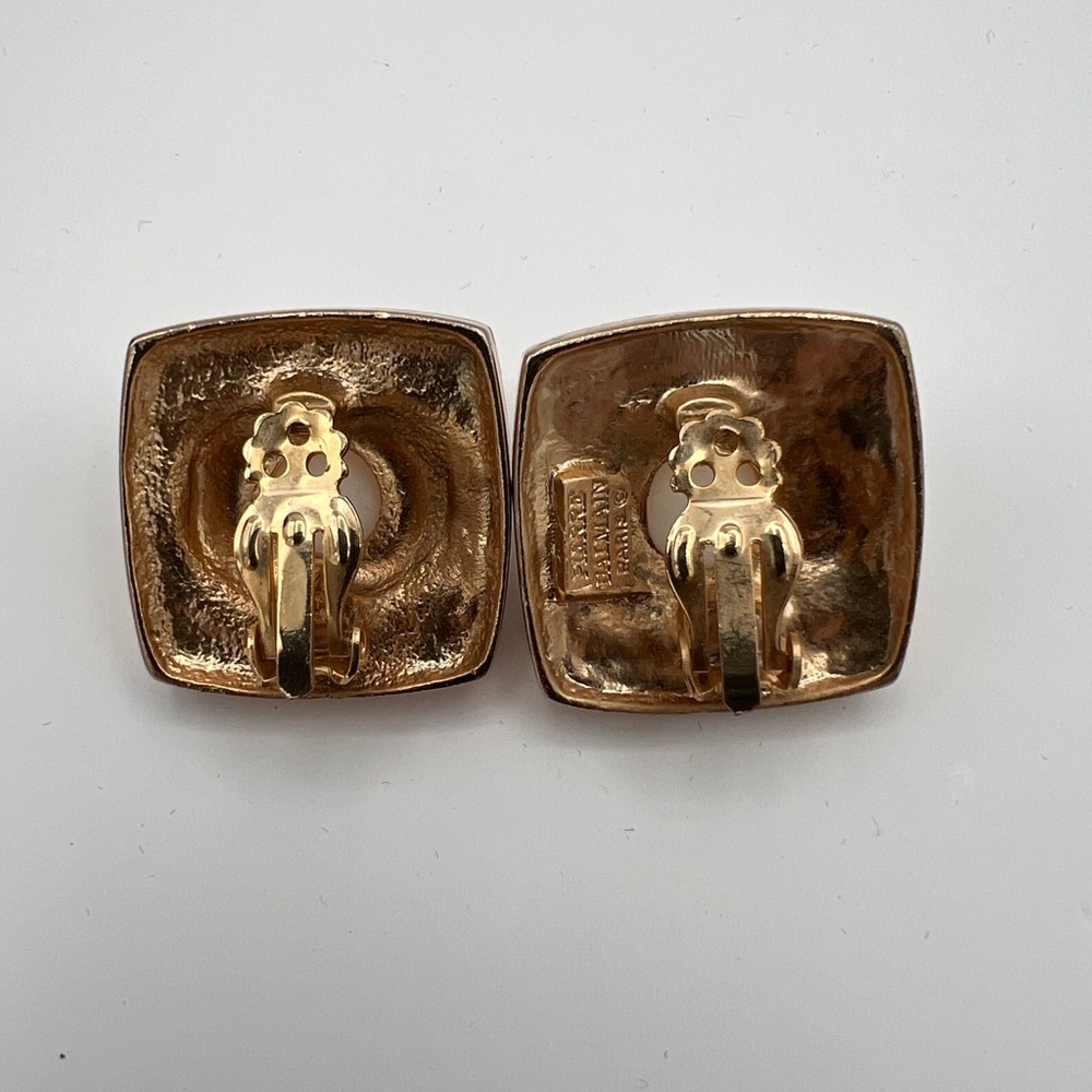 PIERRE BALMAIN Paris Vintage Gold Plated Pearl Clip Earrings - Picture 3 of 7